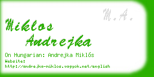 miklos andrejka business card